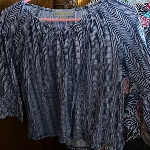 Blue and whit cotton mk blouse